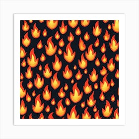 Flames On Black Background 73 Art Print