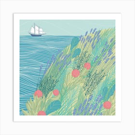 Lavender Ocean Square Art Print