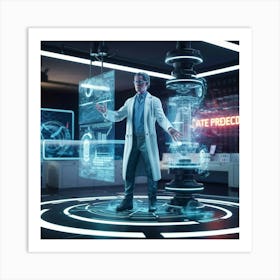 Futuristic Man In A Lab Art Print