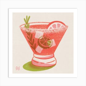Cocktail Paloma Square Art Print