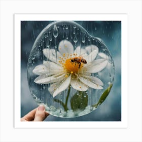 Bee In The Rain Art Print