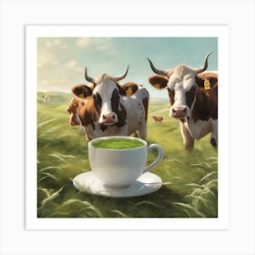 Matcha Cows Art Print