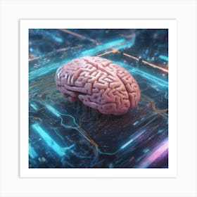 Brain On A Computer 12 Art Print