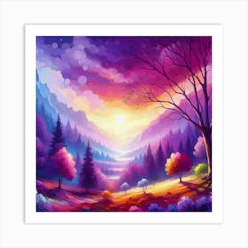 Sunset In The Forest 64 Art Print