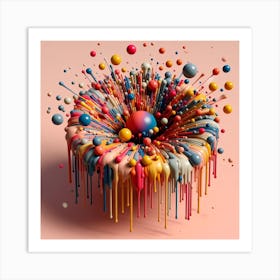 Abstract Painting drip Art Print