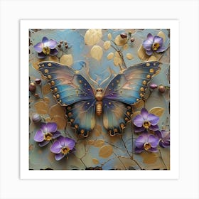 Butterfly And Orchids 5 Art Print