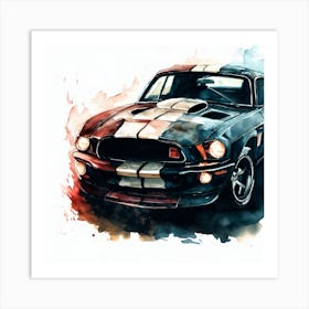 Mustang Shelby Watercolor Painting 1 Art Print