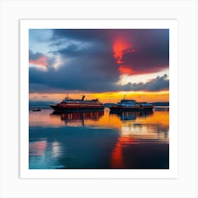 Sunset At The Harbour 2 Art Print