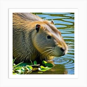 Capybara Rodent Largest South America Semi Aquatic Herbivore Social Cute Friendly Furry An (2) Art Print