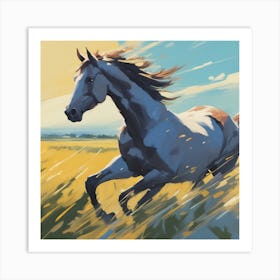 Horse Running In The Field 1 Art Print