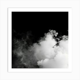 White Smoke On Black Background With Copy Space E14 Art Print