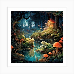 Frogs In The Forest 2 Art Print