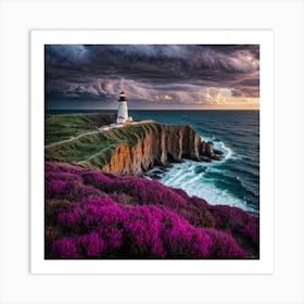 Lighthouse At Sunset Art Print