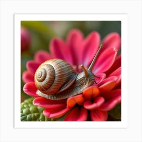 Snail On A Flower Art Print