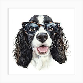 Dog In Glasses 10 Art Print