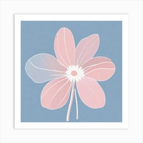 A White And Pink Flower In Minimalist Style Square Composition 378 Art Print