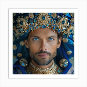 Portrait Of A Man In Blue Turban Art Print