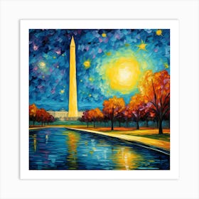 Washington Monument At Night Art Print