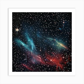 A Retro Inspired Scene Colors An Abstract Galaxy On A Background Of Space Magic Effects Shimmering (5) 1 Art Print