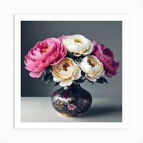 Peonies In A Vase Art Print