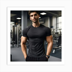 Muscular Man In Gym 1 Art Print