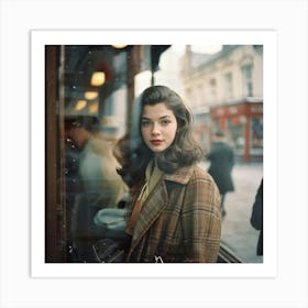 Young Lady Captured In Blurred Street Style Posing Before A Vintage Camera Photographic Quality Si Art Print