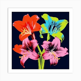 Andy Warhol Style Pop Art Flowers Amaryllis 2 Square Art Print