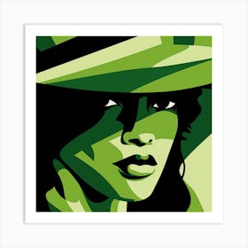 Woman In A Green Hat 1 Art Print