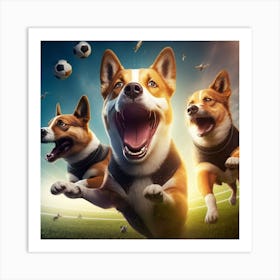 Corgi Soccer Art Print