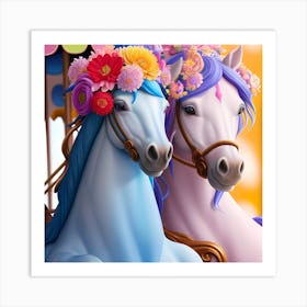 Carousel Horses 1 Art Print