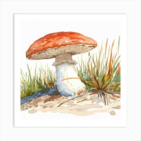 Red Mushroom In The Grass Art Print