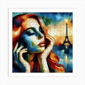 Abstract Puzzle Art French woman in Paris 11 Art Print