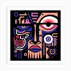 Abstract Geometric Pink Face Art Print