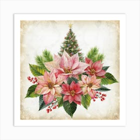 Poinsettias Art Print