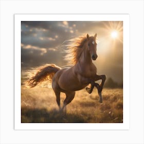 Horse Galloping In The Field Art Print