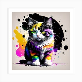 Colorful Cat Painting 1 Art Print