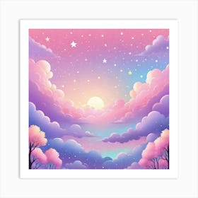 Sky With Twinkling Stars In Pastel Colors Square Composition 316 Art Print