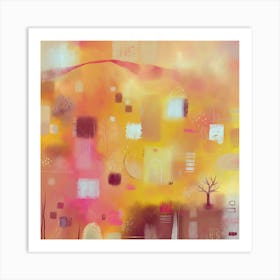 Yellow Abstract Painting Art Print