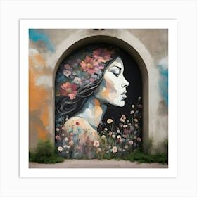 Woman In Flowers Art Print