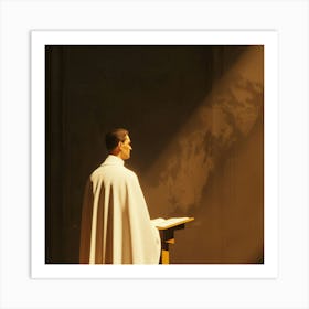 Priest Standing At The Altar Art Print