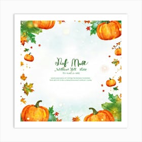 Autumn Sale Banner Watercolor Style Exploding With Vibrant Hues Of Pumpkin Orange And Leaf Green Art Print