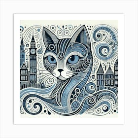 Marlowe Meow City Cat Art Print