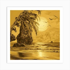 Sunset At The Beach Vector Art Print