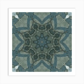 Blue Symmetrical Abstract Pattern Art Print