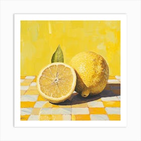Lemon Yellow Checkerboard 3 Art Print