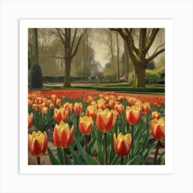 Tulips In The Park 1 Art Print