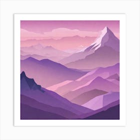 Misty mountains background in purple tone 138 Art Print