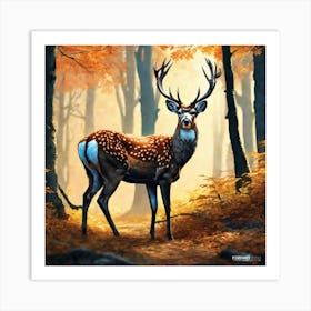 Deer In The Woods 48 Art Print