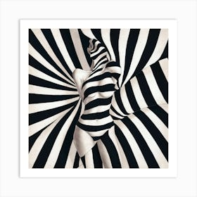 Black And White Striped Nude (4) Art Print