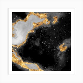 100 Nebulas in Space with Stars Abstract in Black and Gold n.062 Art Print